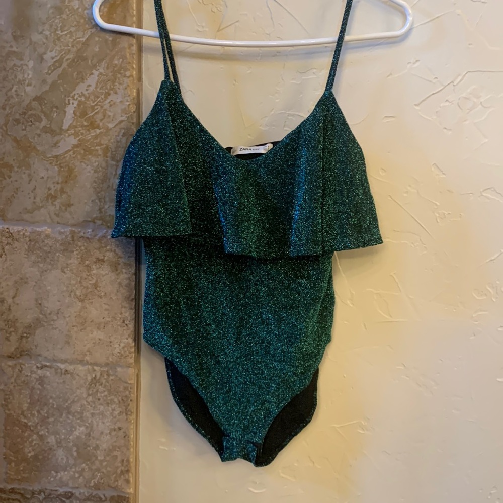 Zara bodysuit metallic green small